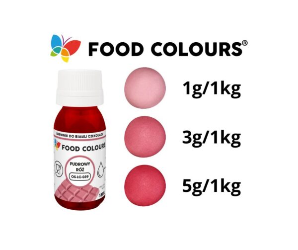 Barwnik do czekolady/mas tłustych PUDROWY RÓŻ 18ml - obrazek 2
