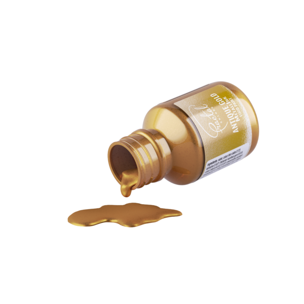 Metaliczna farbka w płynie Antique Gold FRAKTAL 30 ml (Antyczne złoto) - obrazek 2
