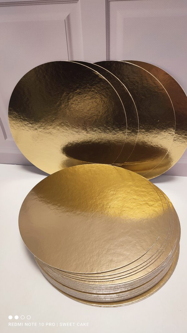 Podkład pod ciasto 14 cm cienkie ZŁOTE grubość 1mm - obrazek 7