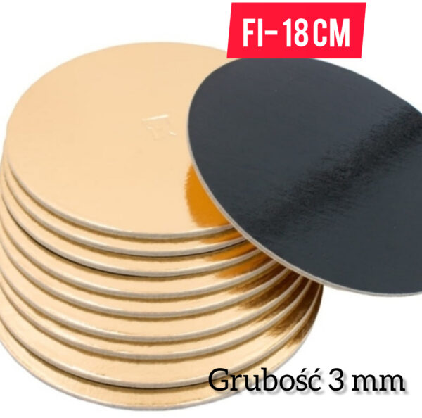Podkład pod tort 18 cm grubość 3mm ZŁOTO/CZARNE