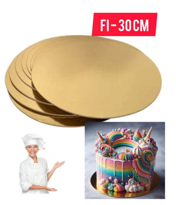 Podkład pod ciasto 30 cm cienkie ZŁOTE grubość 1mm