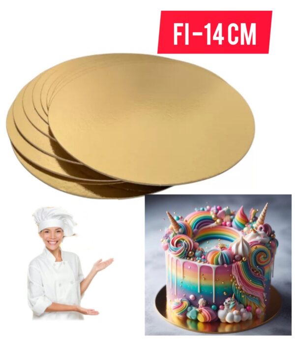 Podkład pod ciasto 14 cm cienkie ZŁOTE grubość 1mm