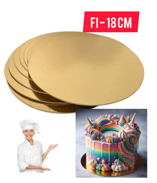 Podkład pod ciasto 18 cm cienkie ZŁOTE grubość 1mm