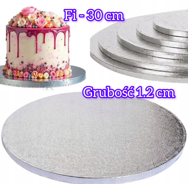 Podkład pod tort "Angielski" Srebrny 30cm H1,2cm