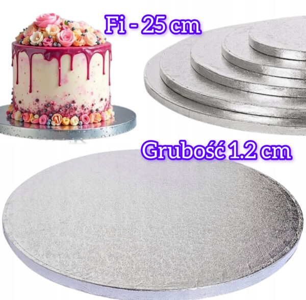 Podkład pod tort "Angielski" Srebrny 25 cm H1,2cm