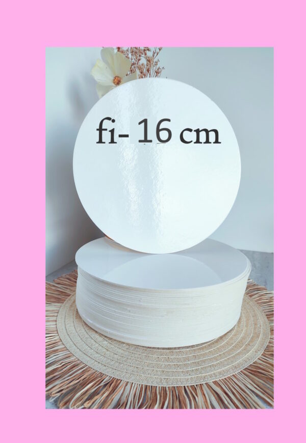 Podkład pod tort BIAŁY jednostronny gładki 16 cm grub1540g