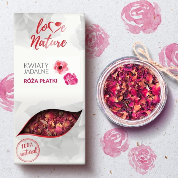 Kwiaty jadalne - Love Nature - płatki róż, 20 g - obrazek 4