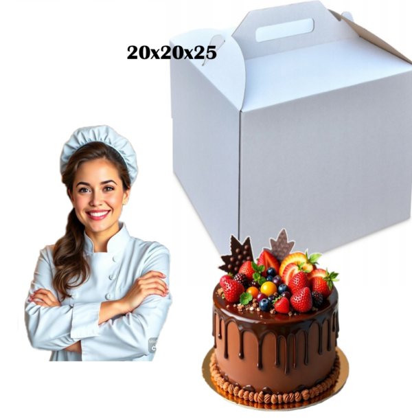 Karton na tort z rączką ”koszyczek” 20,5x20,5 H25