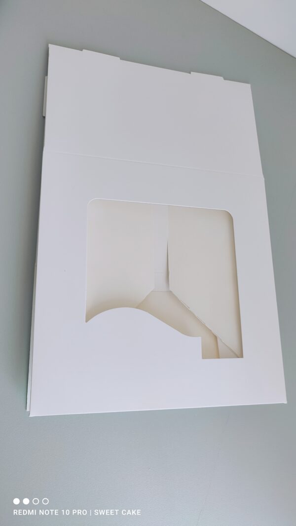 Pudełko białe klejone 20x20x10 cm z Oknem na tort - obrazek 5