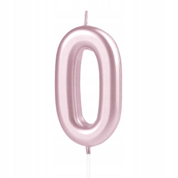 Świeczka urodzinowa cyfra rose gold "0" - h7,1 cm różowe złoto