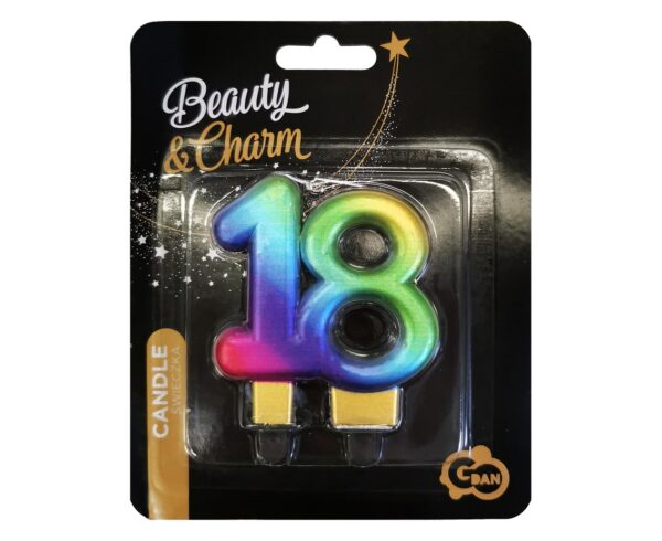 Świeczka  cyferka "18" Galaxy, 8cm - obrazek 2