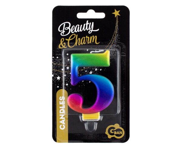 Świeczka  cyferka 5, Galaxy, 8cm - obrazek 2