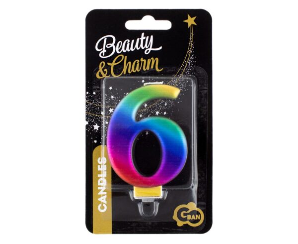 Świeczka cyferka 6, Galaxy, 8 cm - obrazek 2