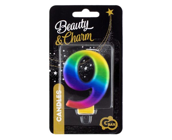 Świeczka  cyferka 9, Galaxy, 8 cm - obrazek 2