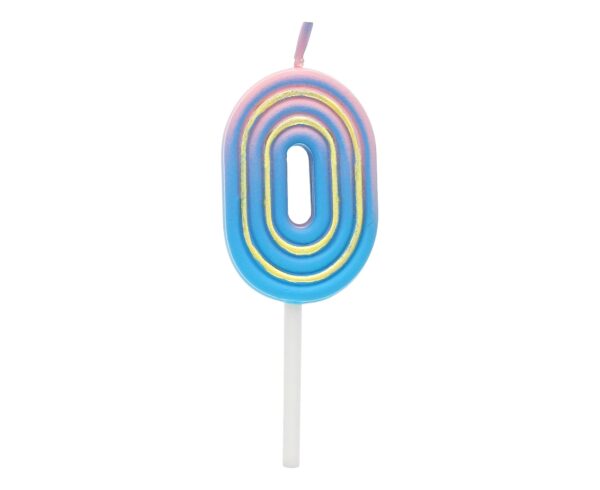 Świeczka Cyfra 0, B&C Neon, 44x28x12mm, 1 szt.