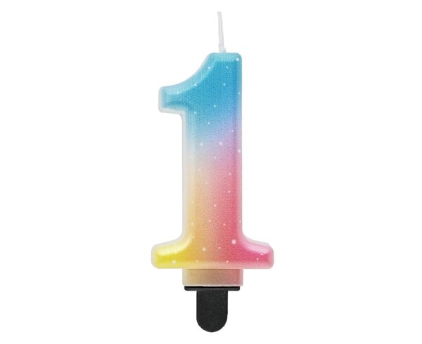 Świeczka cyferka 1, ombre, pastelowa, 8 cm - obrazek 4