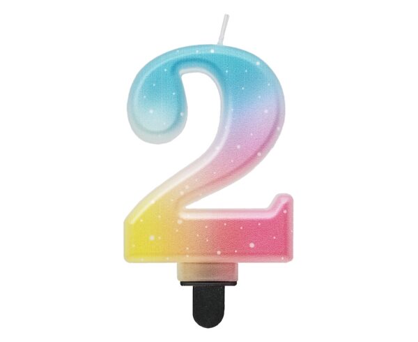 Świeczka cyferka 2, ombre, pastelowa, 8 cm - obrazek 4