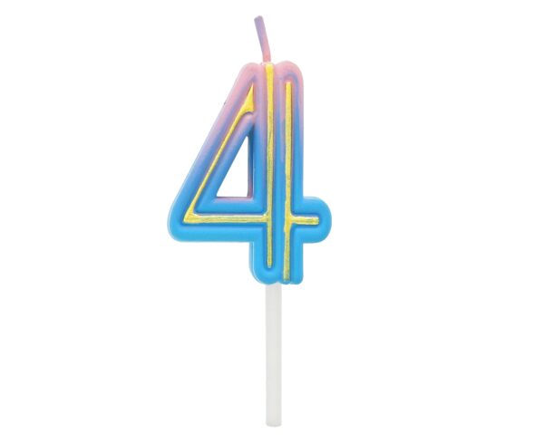 Świeczka Cyfra 4, B&C Neon, 44x34x12mm, 1 szt. - obrazek 2