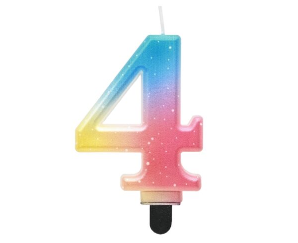 Świeczka cyferka 4, ombre, pastelowa, 8 cm - obrazek 4