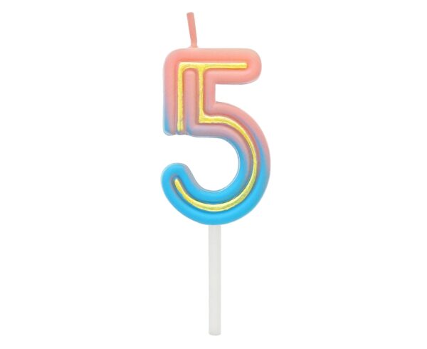 Świeczka Cyfra 5, B&C Neon, 44x27x12mm, 1 szt. - obrazek 2