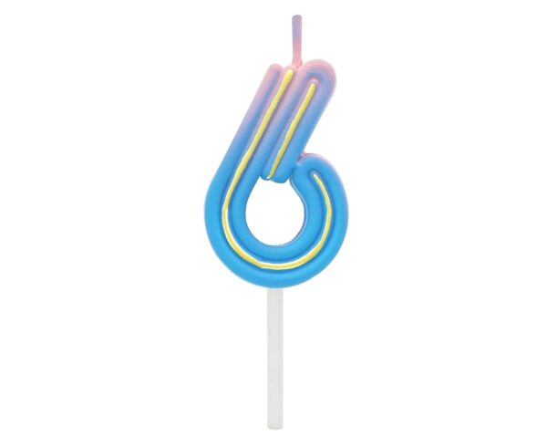 Świeczka Cyfra 6, B&C Neon, 44x27x12mm, 1 szt. - obrazek 2