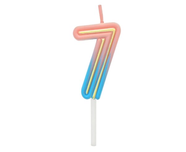 Świeczka Cyfra 7, B&C Neon, 44x28x12mm, 1 szt. - obrazek 2