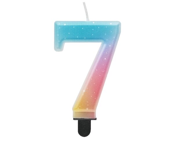 Świeczka cyferka 7, ombre, pastelowa, 8 cm - obrazek 4