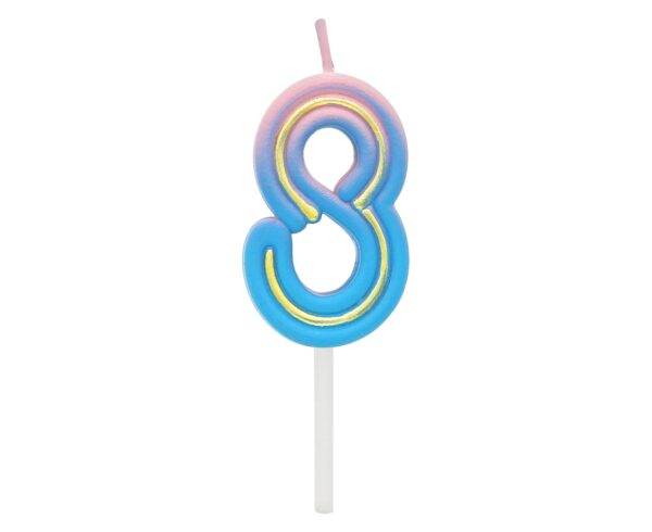 Świeczka Cyfra 8, B&C Neon, 44x27x12mm, 1 szt - obrazek 2