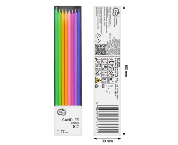 Świeczki perłowe pastelowy MIX 8 szt - obrazek 3