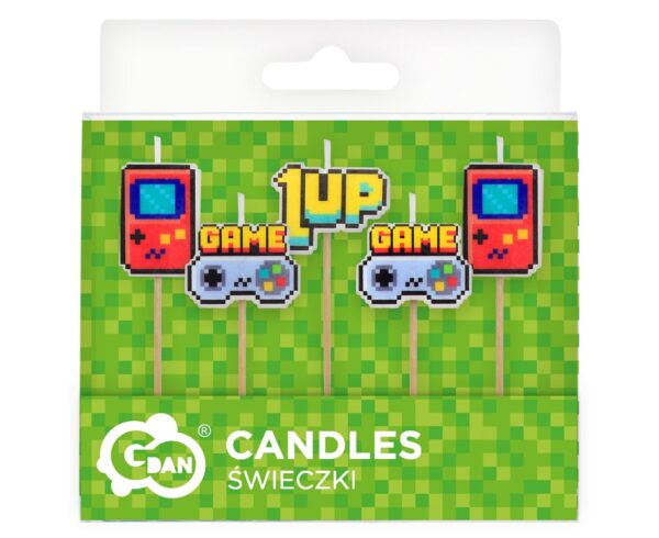 Świeczki na tort pikery Game On, 5 szt. - obrazek 2