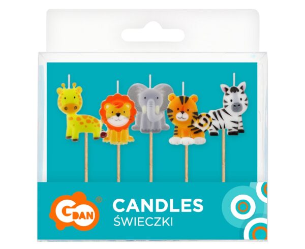 Świeczki na tort pikery Zwierzaki, 5 szt. - obrazek 3