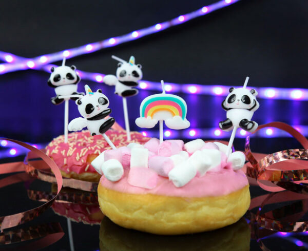 Świeczki na tort pikery PANDY zestaw 5 szt - obrazek 3