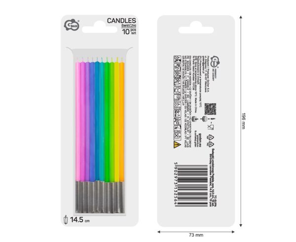 Świeczki urodzinowe Pastele 14,5 cm 10szt - obrazek 2