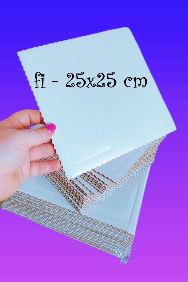 Podkład/Tacka Prostokątna z tektury - perłowa 25x25 cm pod tort