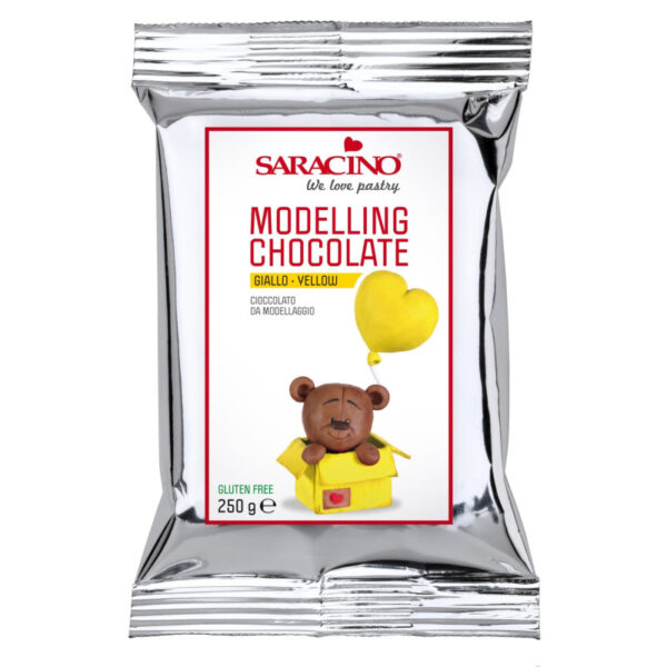 Plastyczna czekolada Żółta do modelowania 250g Saracino