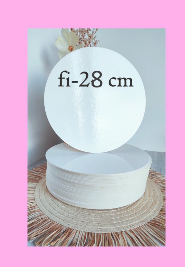 Podkład pod tort BIAŁY jednostronny gładki 28 cm grub1540g