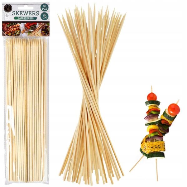 Szpikulce/Wykałaczki DŁUGIE bambusowe 30 cm 50 szt