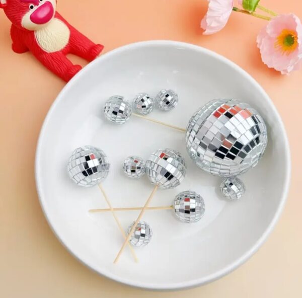 Topper/ kulki na piku  Disco dekoracja Ozdobna 10 szt