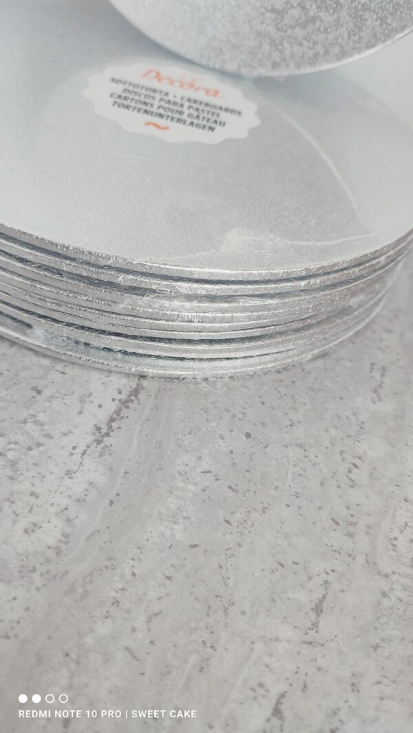 Podkład pod tort okrągły Srebrny 20 cm, h 0,3 cm - obrazek 2