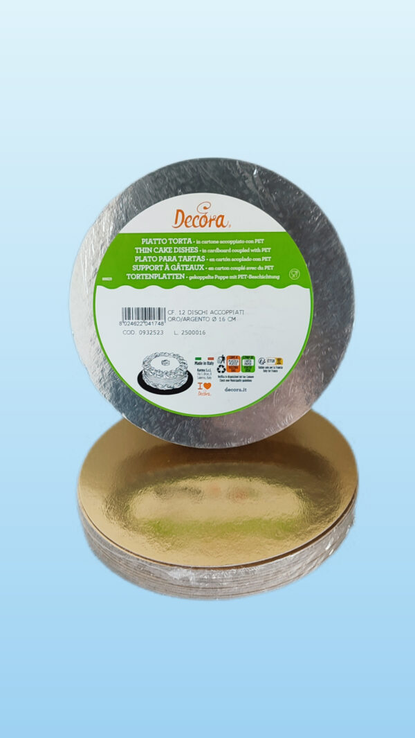 Dwustronne podkłady pod tort Złoto/SREBRNY Fi 16cm - 5 szt