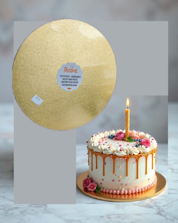 Podkład pod tort okrągły ZŁOTY 25 cm, h 0,3 cm