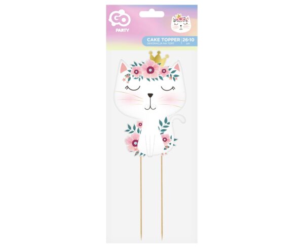 Topper papierowy Dekoracja na tort Kotek, 26x10cm