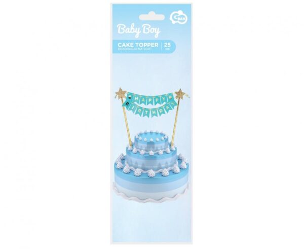 Dekoracja papierowa na tort Happy Birthday - obrazek 2
