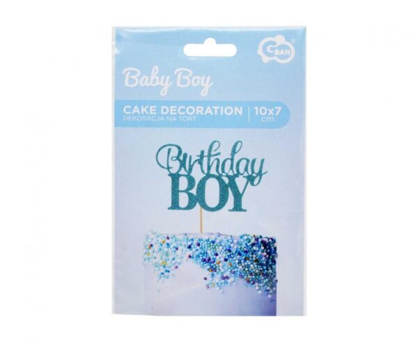 Dekoracja papierowa na tort Birthday Boy, 10x7 cm - obrazek 2