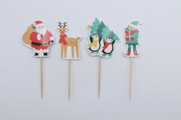 Ozdoby na Babeczki papierowe "SANTA" na patyku - obrazek 2