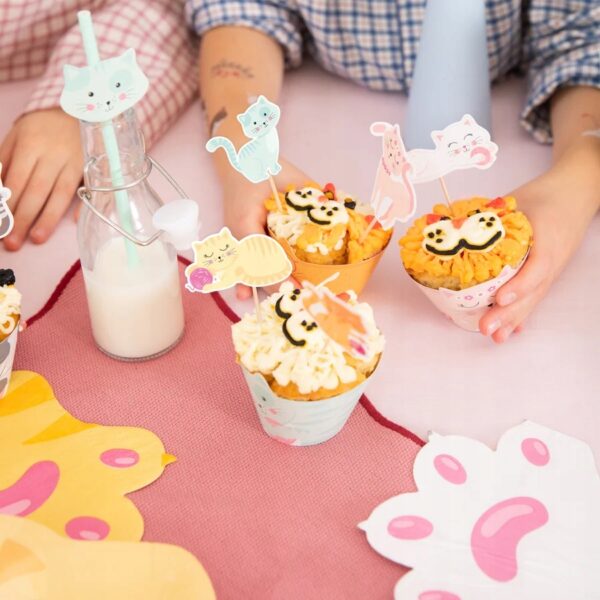 Toppery  papierowe na Muffinki z motywem Kotki 6 szt - obrazek 3