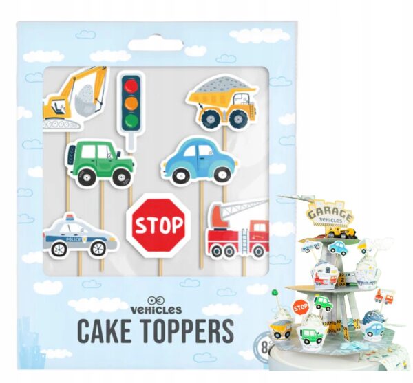 TOPPERY  PAPIEROWE Auta  CAKE  8 szt - obrazek 4