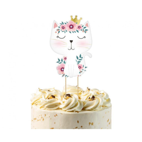 Topper papierowy Dekoracja na tort Kotek, 26x10cm - obrazek 2