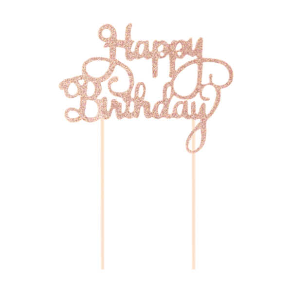Topper papierowy Happy Birthday złoty róż - obrazek 2