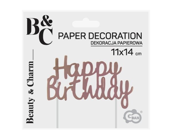 Dekoracja papierowa na tort Happy Birthday - obrazek 2
